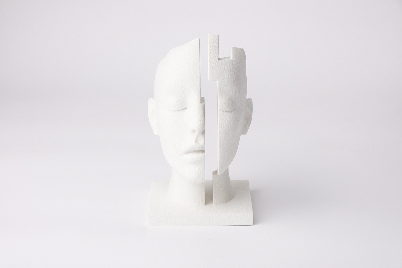 Moderne Skulptur „Zweiteiliger Kopf“ – Minimalistische Deko