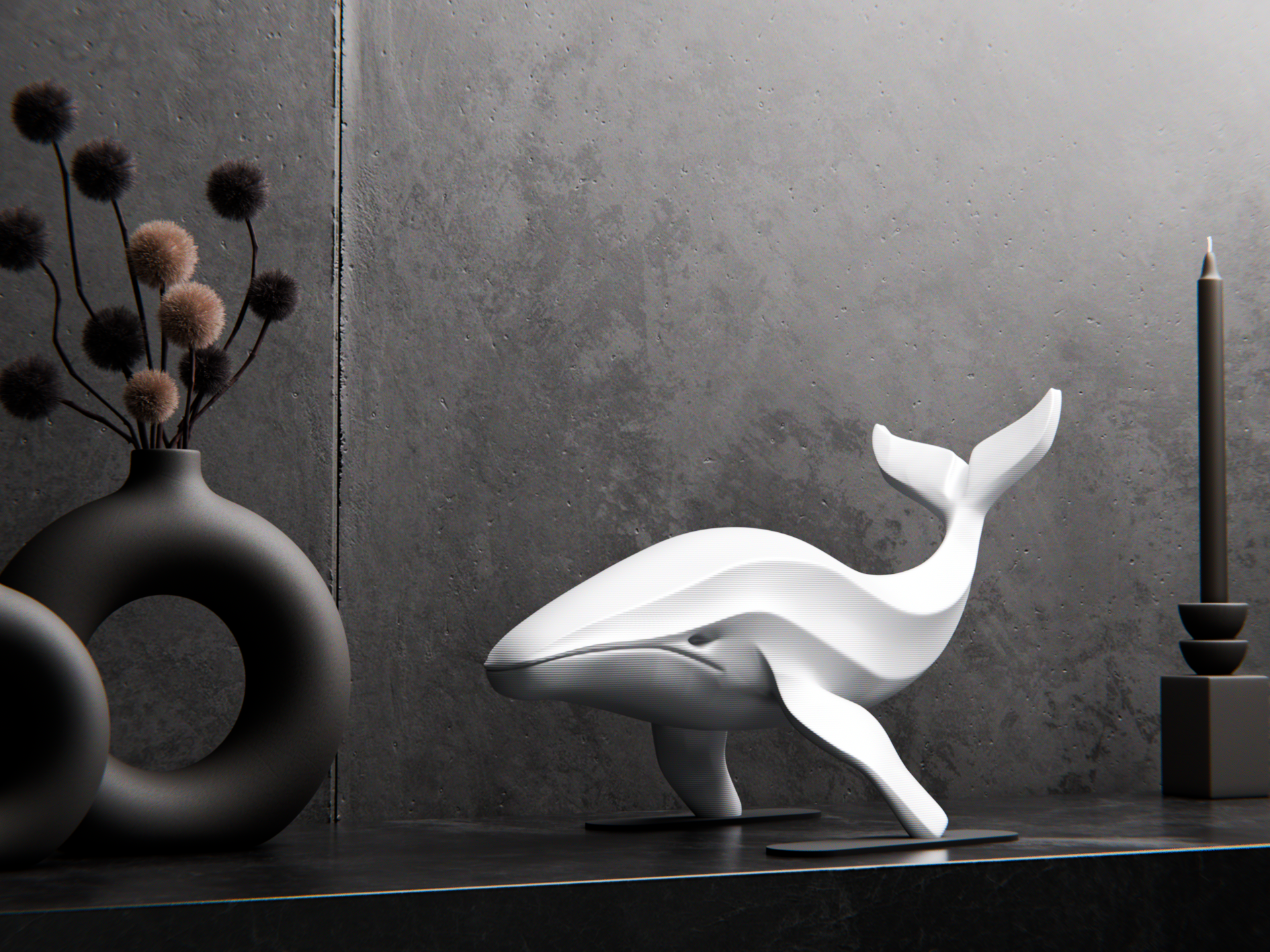 🐋 Dekorativer Wal – Stilvolle 3D-Figur in moderner Optik