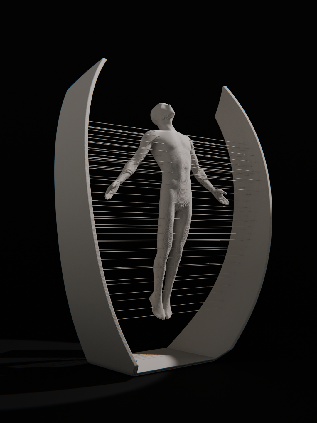 🕊️ Schwebende Figur – Minimalistische 3D-Skulptur zum Hinstellen