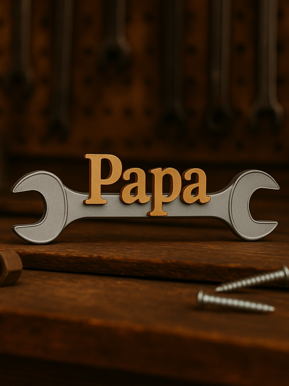 Dekoschraubenschlüssel mit „Papa“ – Geschenk für Handwerker | Vatertagsdeko